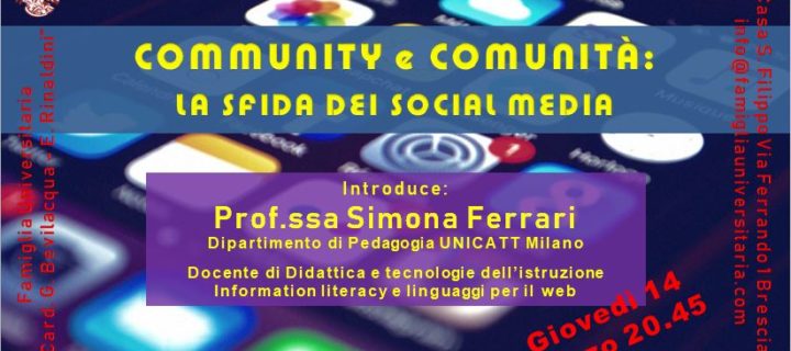 INCONTRO CULTURALE “Community e Comunità: la sfida dei social media”