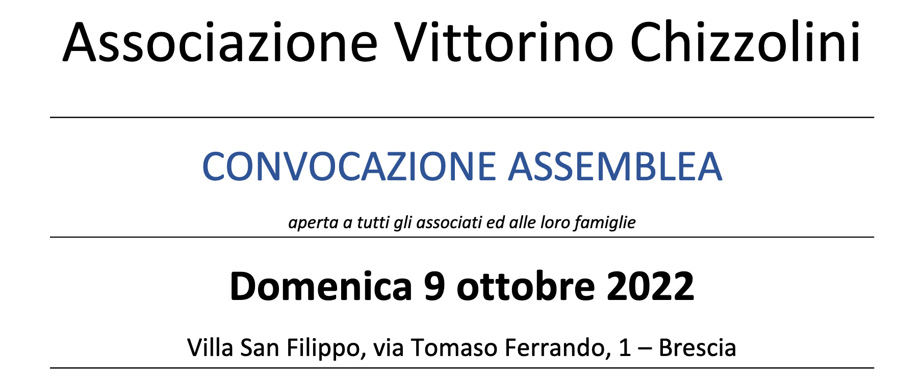 9 ottobre - Assemblea Associazione Ex-Studenti Vittorino Chizzolini